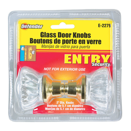 DEFENDER SECURITY DOOR KNOBS GLASS 2""BRASS E 2279